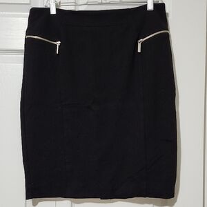 Michael Kors Black Pencil Skirt with Silver Zipper Details